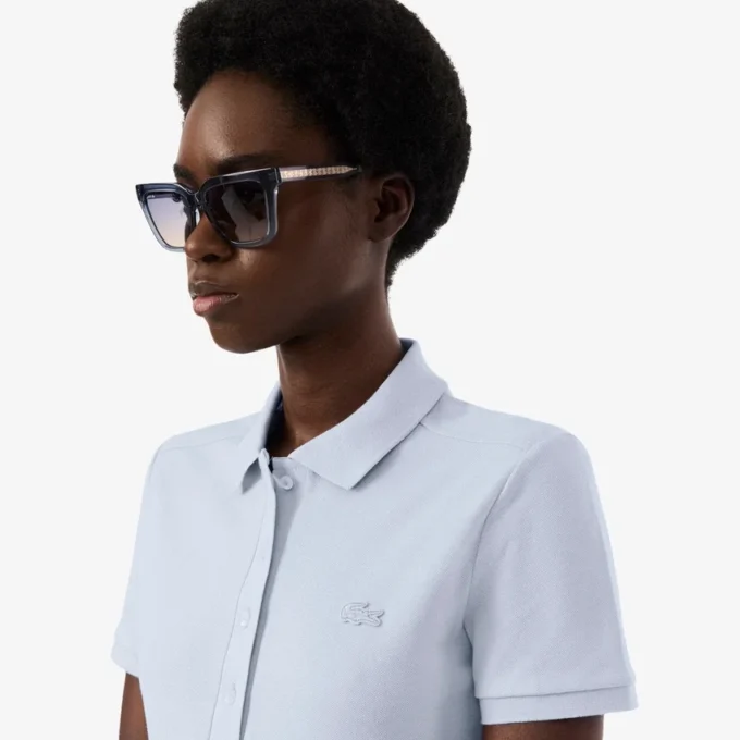 Vestido polo mini de piqué elástico de corte ajustado para mujer