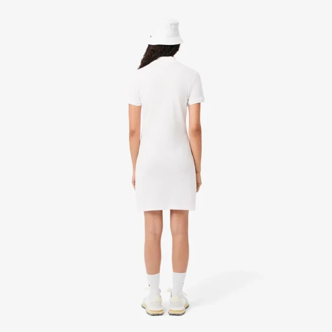Vestido polo mini de piqué elástico de corte ajustado para mujer