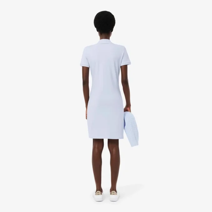 Vestido polo mini de piqué elástico de corte ajustado para mujer