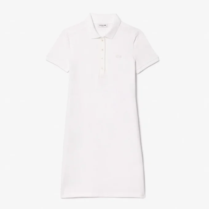 Vestido polo mini de piqué elástico de corte ajustado para mujer