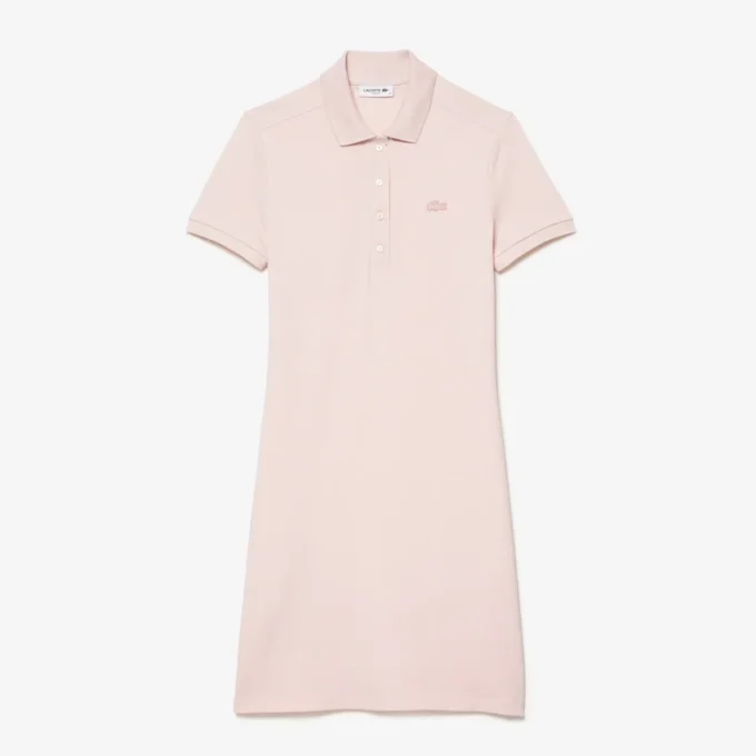 Vestido polo mini de piqué elástico de corte ajustado para mujer