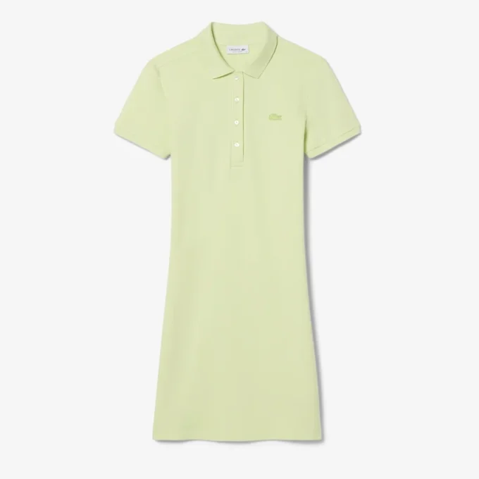 Vestido polo mini de piqué elástico de corte ajustado para mujer