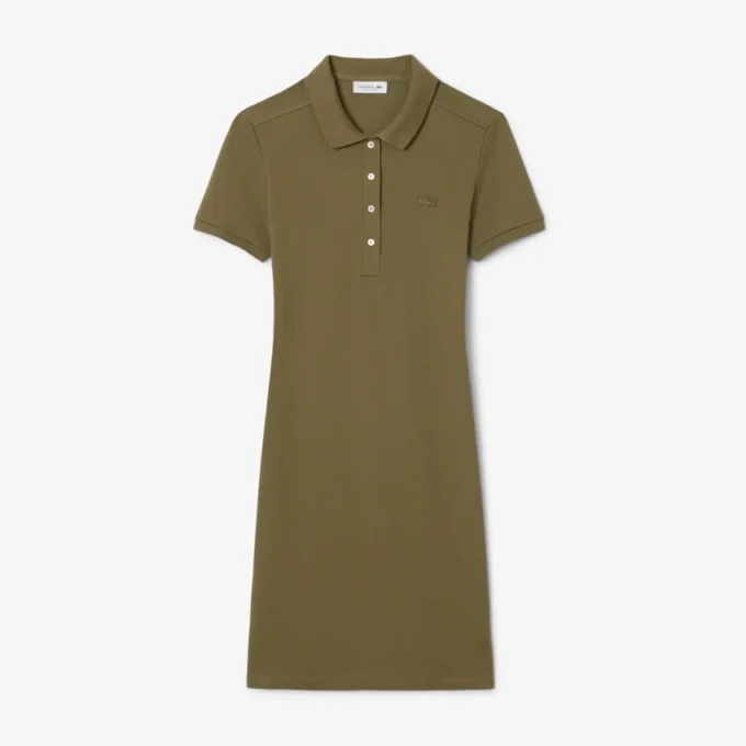 Vestido polo mini de piqué elástico de corte ajustado para mujer