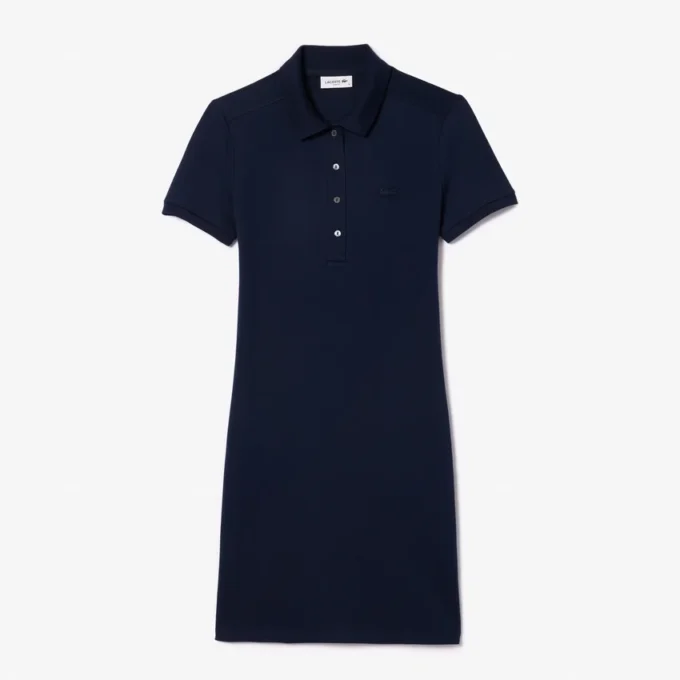 Vestido polo mini de piqué elástico de corte ajustado para mujer