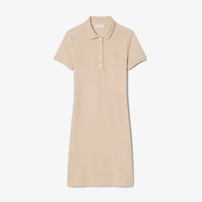 Vestido polo mini de piqué elástico de corte ajustado para mujer