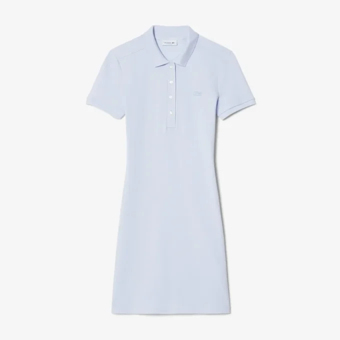 Vestido polo mini de piqué elástico de corte ajustado para mujer