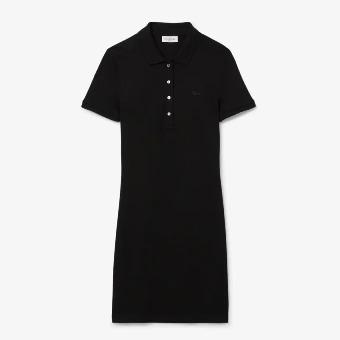 Vestido polo mini de piqué elástico de corte ajustado para mujer