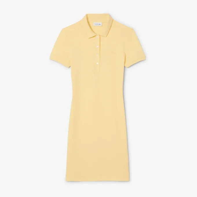 Vestido polo mini de piqué elástico de corte ajustado para mujer