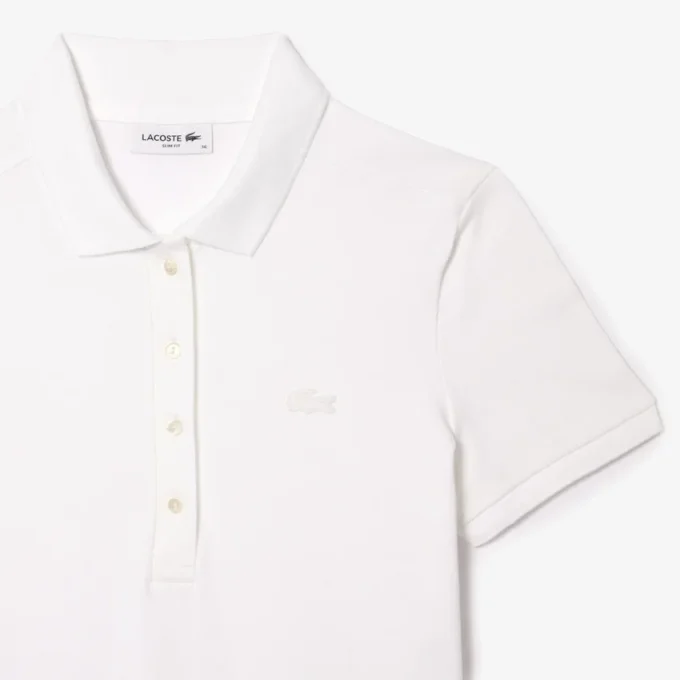 Vestido polo mini de piqué elástico de corte ajustado para mujer