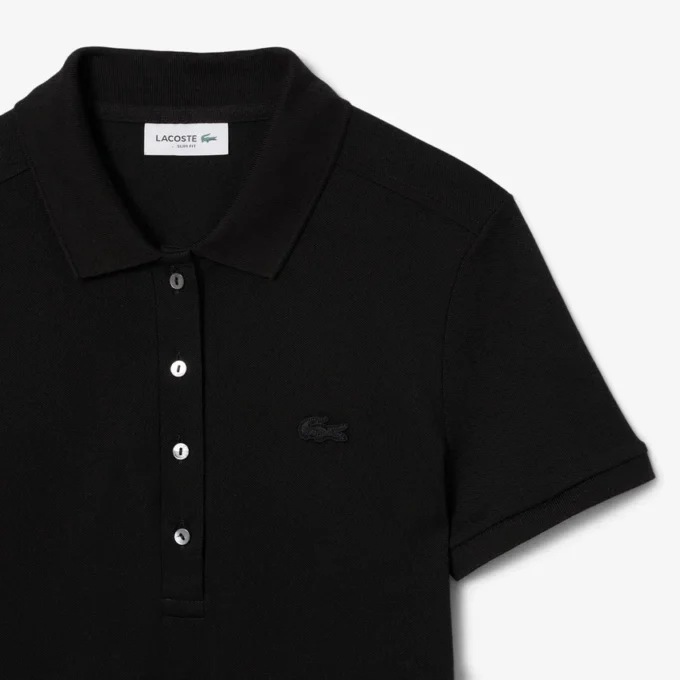 Vestido polo mini de piqué elástico de corte ajustado para mujer