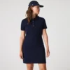 Vestido polo mini de piqué elástico de corte ajustado para mujer