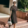 Vestido polo plisado de mezcla de lana
