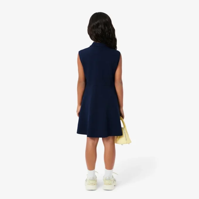 Vestido polo sin mangas de piqué elástico para niña