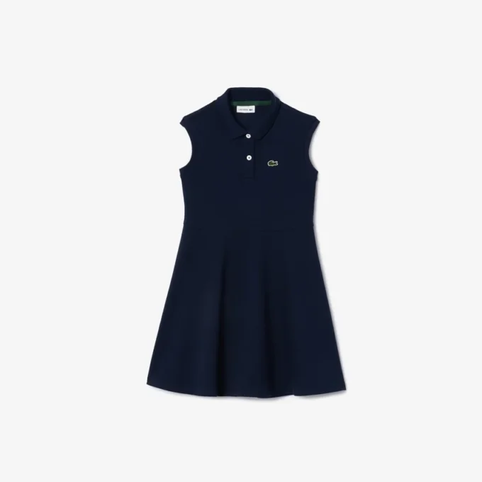 Vestido polo sin mangas de piqué elástico para niña