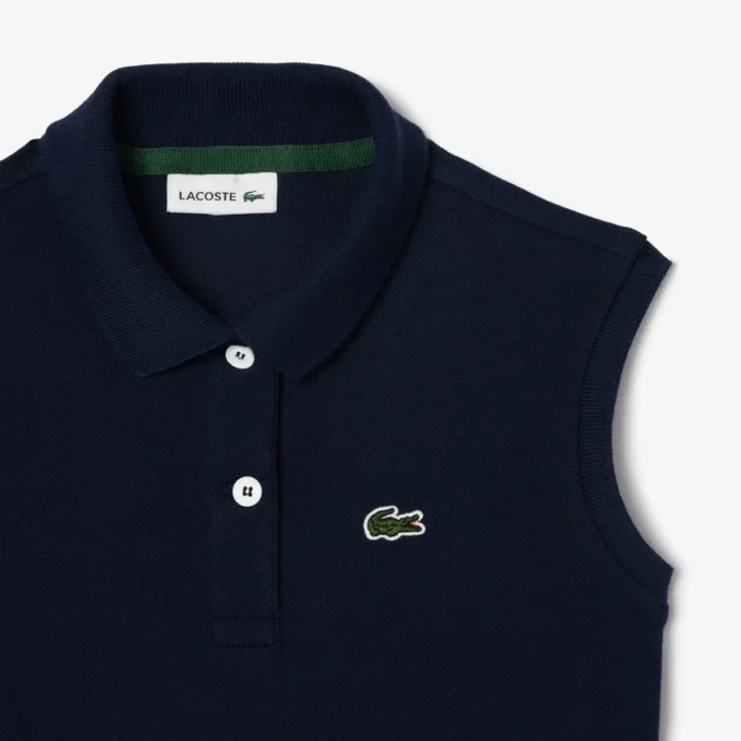 Vestido polo sin mangas de piqué elástico para niña