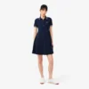 Vestido skater con cuello polo elástico para mujer