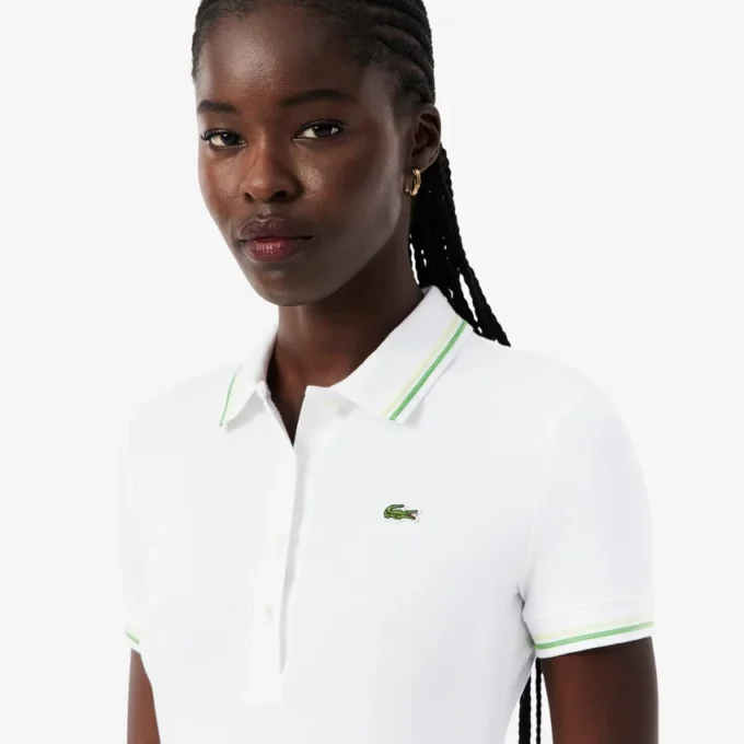 Vestido skater con cuello polo elástico para mujer
