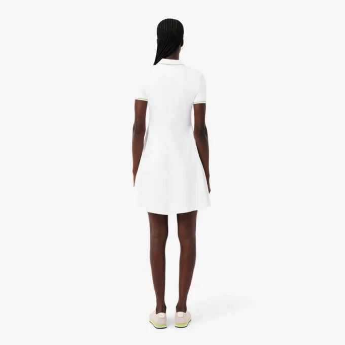 Vestido skater con cuello polo elástico para mujer