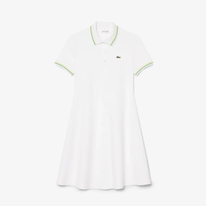 Vestido skater con cuello polo elástico para mujer