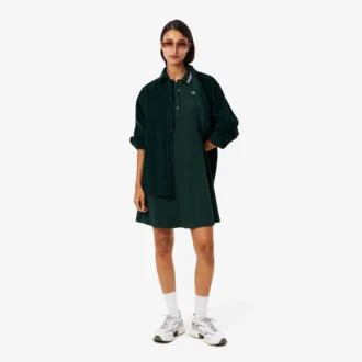 Vestido skater de mujer con cuello polo elástico