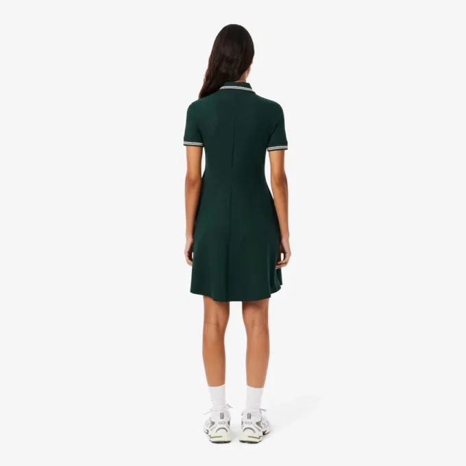 Vestido skater de mujer con cuello polo elástico