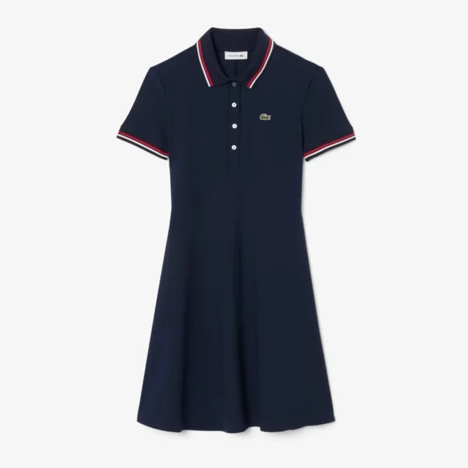 Vestido skater de mujer con cuello polo elástico