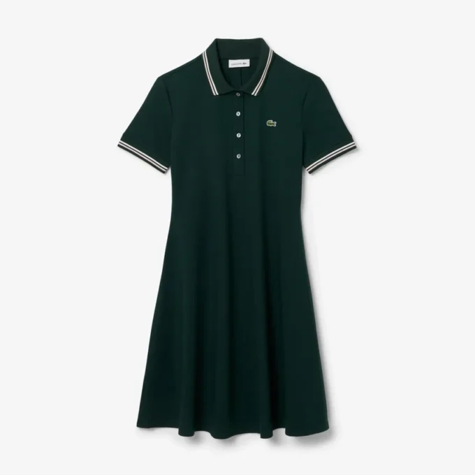 Vestido skater de mujer con cuello polo elástico